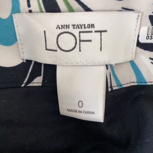 Sz 0 Ann Taylor LOFT abstract print A-line pleated skirt - Picture 6 of 8